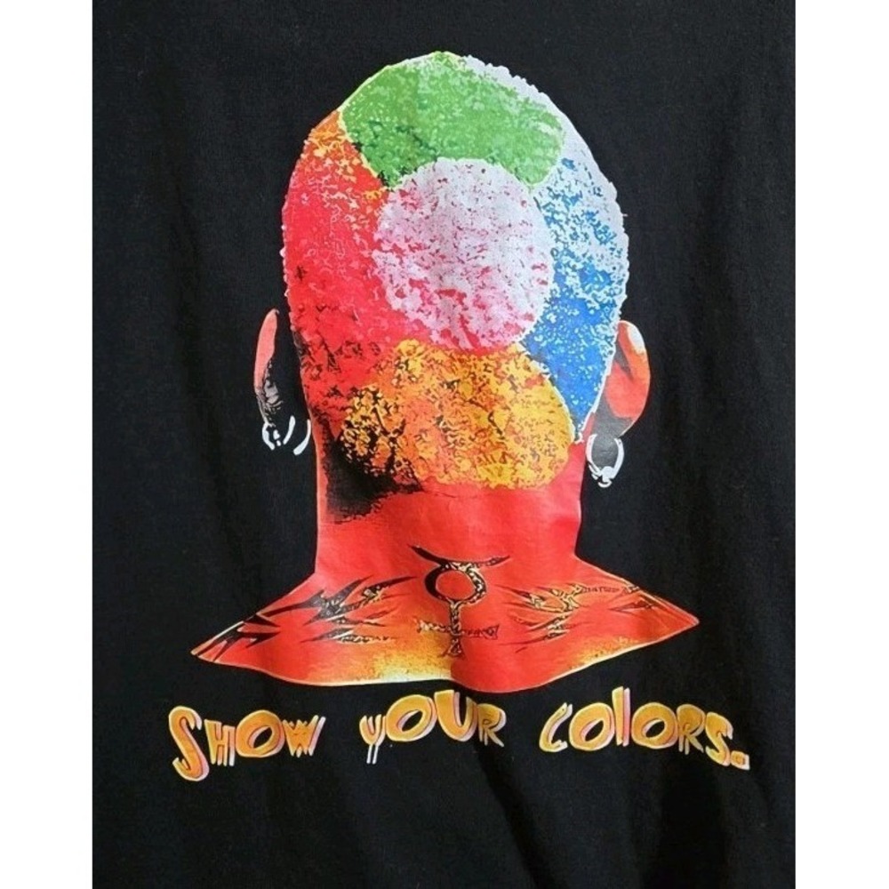 Dennis Rodman T-Shirt Small Black Graphic Hair Earrings NBA Show Your Colors